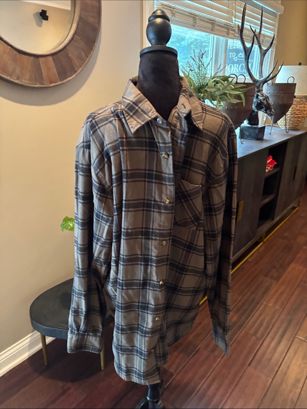 Dark Plaid Long Sleeve Shirt